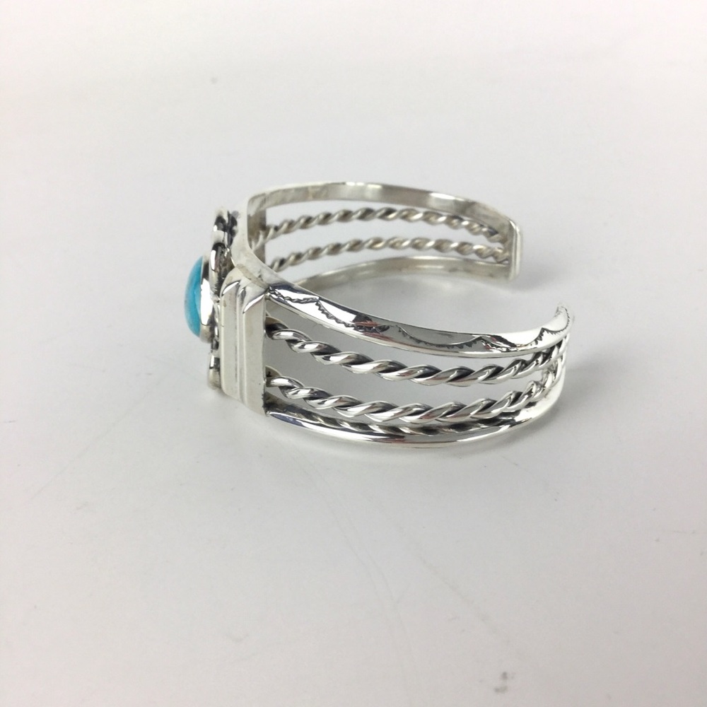 Vintage  Bohemian Boho Navajo Sterling Silve Turquoise Cuff Bracelet - Picture 3 of 5